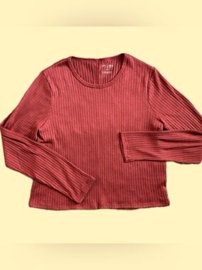 NWT~Rust Brown Long Sleeved Crew Neck Baby Tee, Arizona Jean Co, Juniors XXL